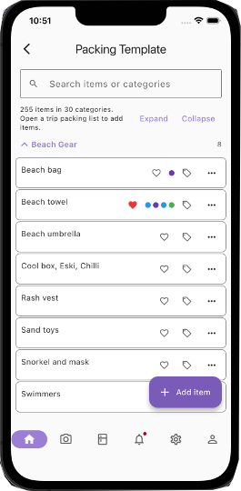 Packing template category detail